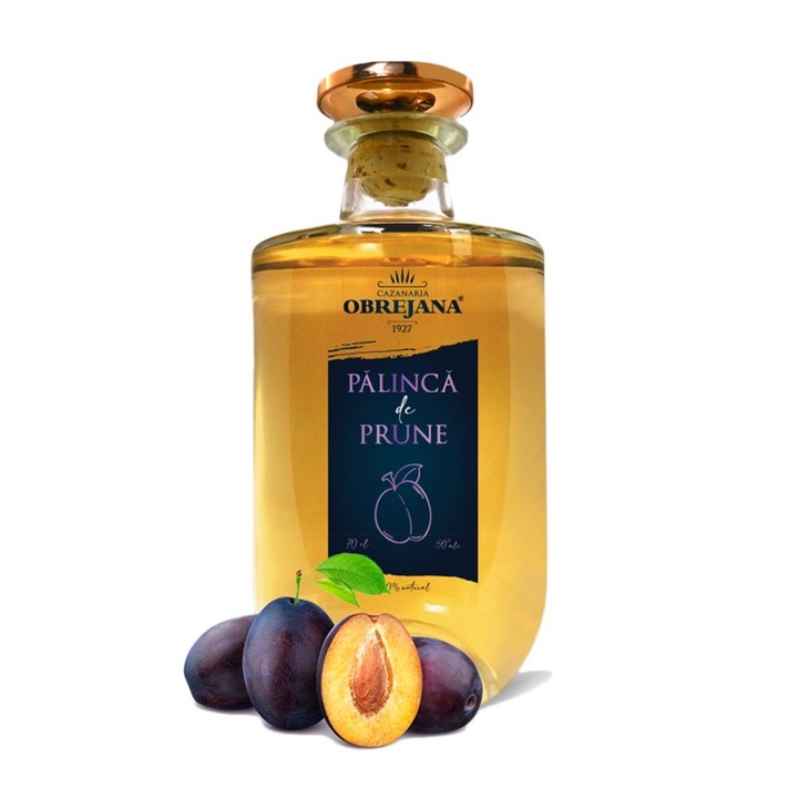 Palinca de Prune 100 % din fructe, 50 % vol, 700ml, dublu rafinat