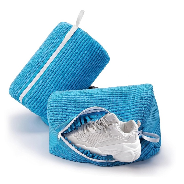 Set de 2 saci de spalare pentru incaltaminte, Stnqtsrv, siguranta la spalare, reutilizabili, albastru