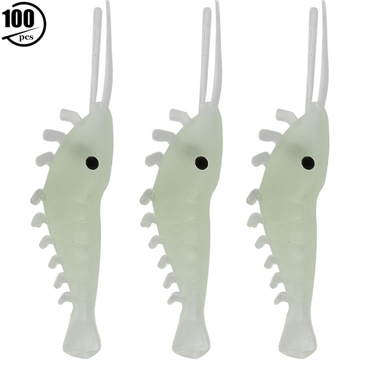 100 db-os, 3 cm-es, világító kis garnélarák készlet, univerzális horgászcsali kiegészítők