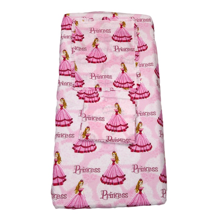 Lenjerie patut gradinita model printese, culoare roz