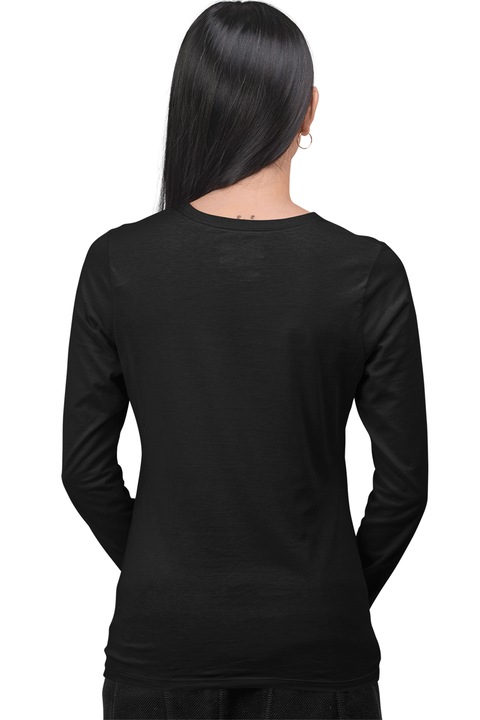 Дамска блуза с щампа, Meoww, Cotton, Black, L