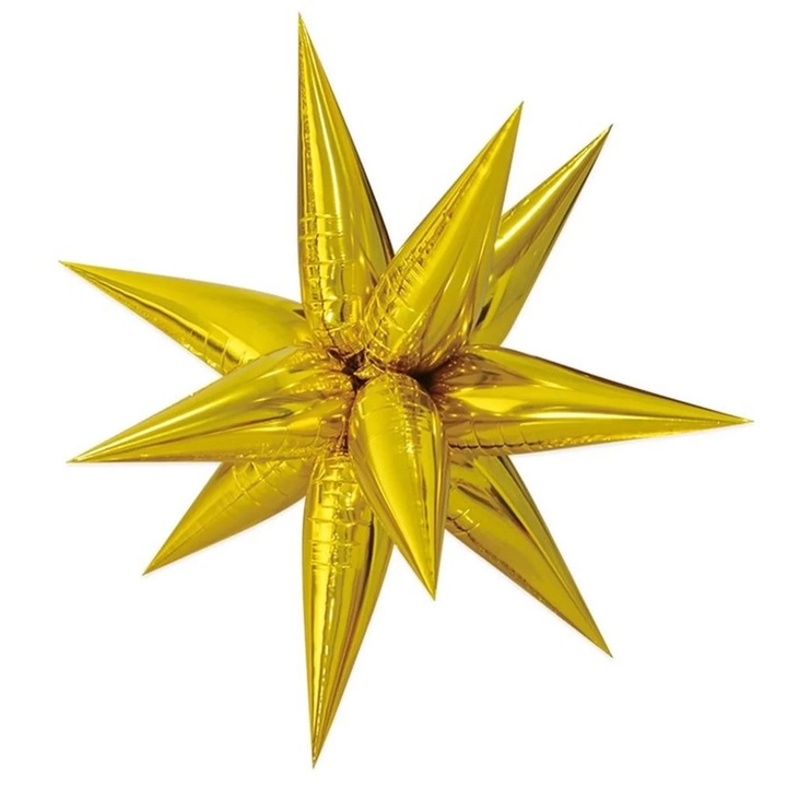 Balon folie Stea 3D cu tepi detasabili, 66 cm, Auriu