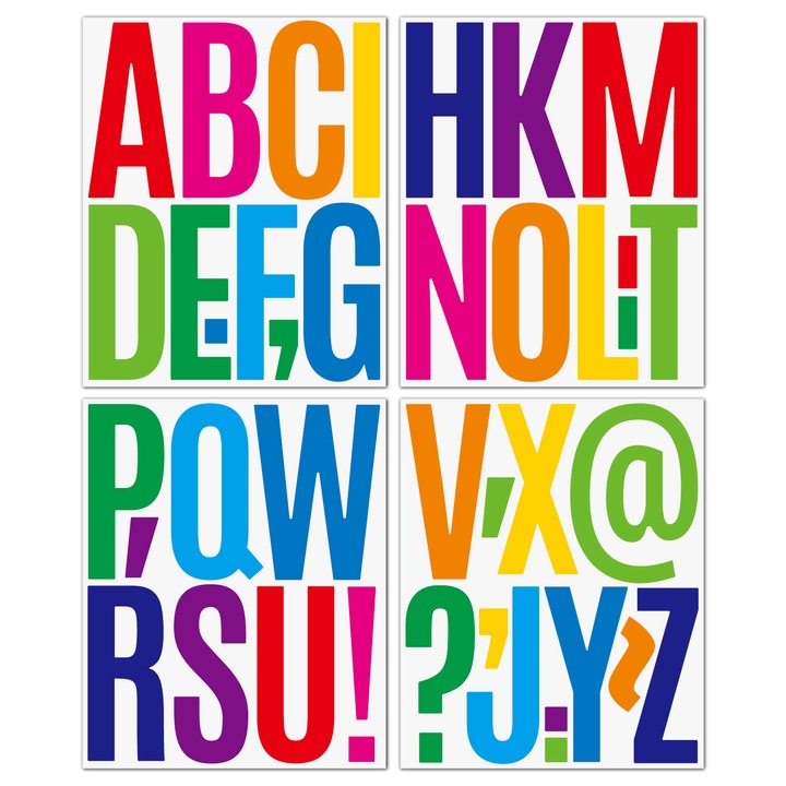 Stickere decorative Feicaeesa, litere colorate, dimensiune mare, 12cm, set pentru petreceri de familie, decorare masini, cutii postale, pereti