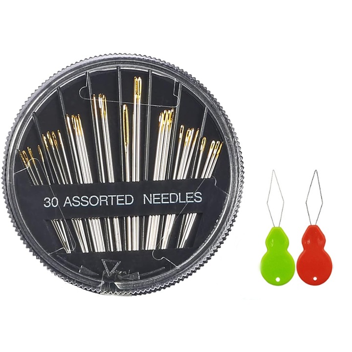 Ace de cusut KUNXIUJ, set 30 bucati, 6 dimensiuni diferite, inox, usor de utilizat