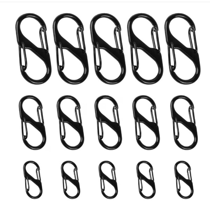 Set 15 clips carabina metalice mici, QHYKKYJ, negru