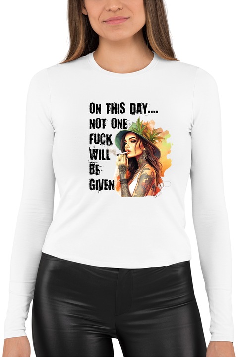 Дамска блуза с щампа, На този ден, Памук, Бяла, 2XL