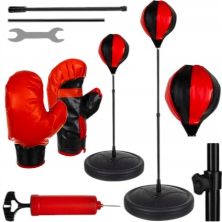 Бокс за деца Aseto Черно-Червен, Регулируема височина 70-104см