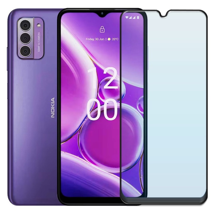 Folie din sticla securizata pentru Nokia G42 5G, HAMSTERBOX Glass Shield, Protectie completa ecran, Full face, Aplicare rapida, Case Friendly, Transparenta