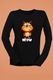 Дамска блуза с щампа, Meoww, Cotton, Black, L