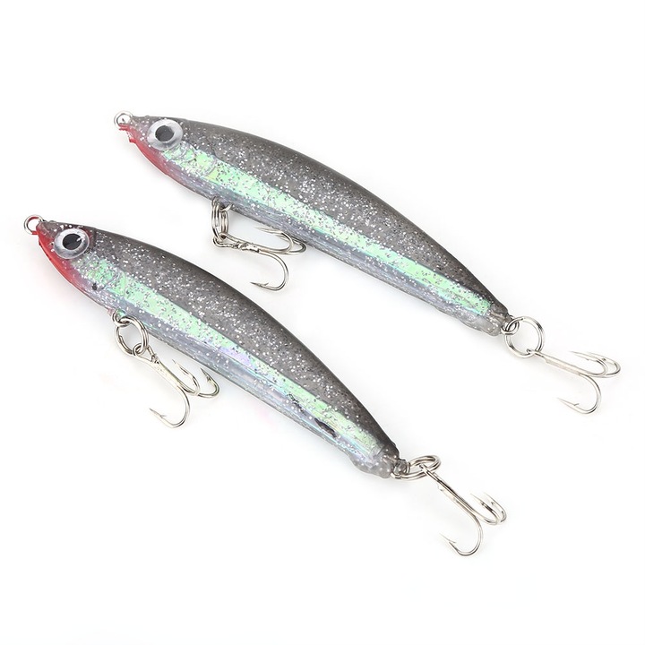 2 db horgászcsali készlet, Enforose, realisztikus kemény csalik, T-alakú farok