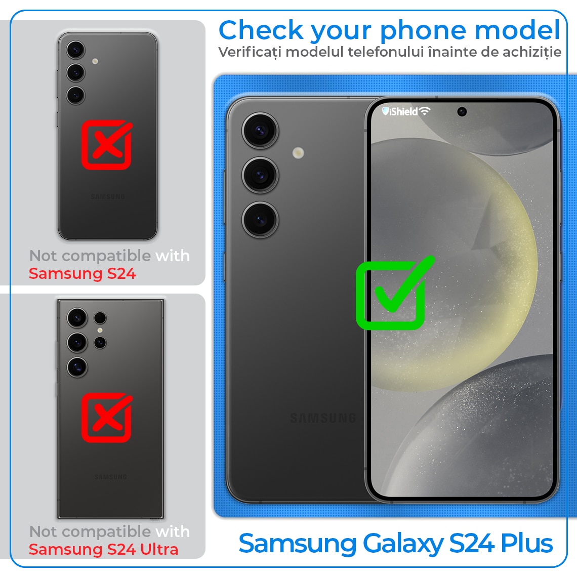 Folii Camera pentru Samsung S24 Plus, Lentile Individuale din Sticla, Transparente, cu Kit de aliniere, Case Friendly, iShield, contur metalizat NEGRU