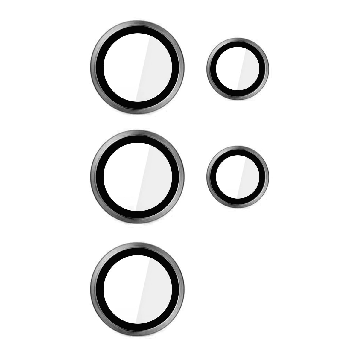 Kit Folii Camere pentru Samsung Galaxy S24 Ultra, protectie lentile individuale, din sticla, cu ghidaj alinere, Transparente, contur GRI