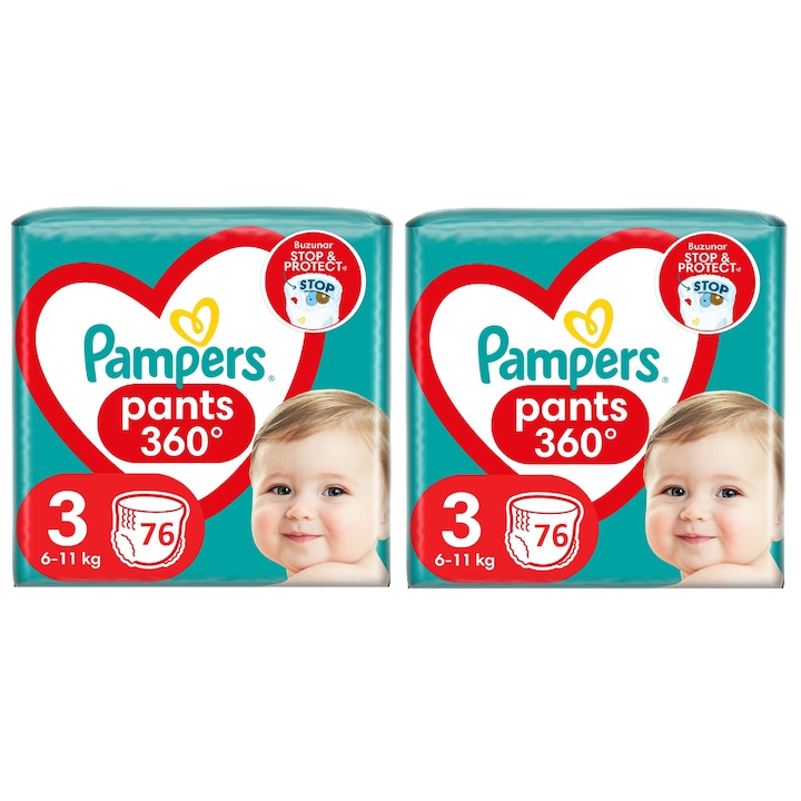 Гащички Pampers Pants Panty Pampers, 6-11 кг, размер 3, мега кутия 152 бр.