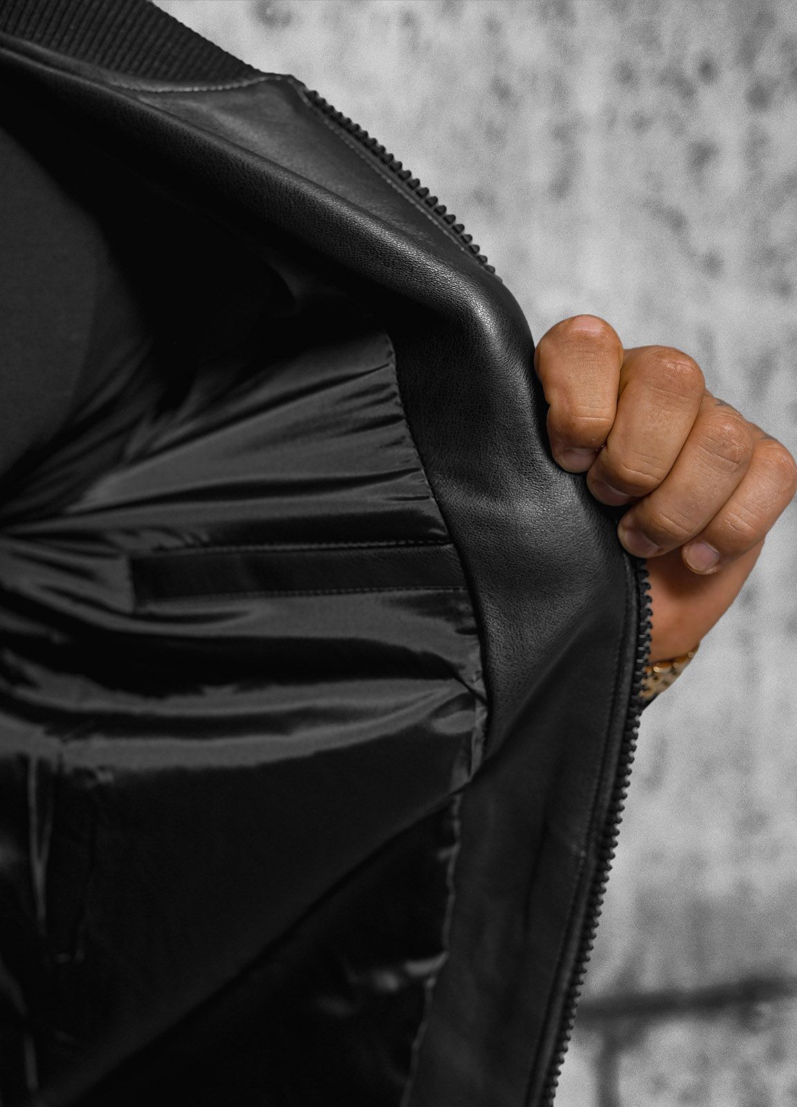 Geaca de piele barbati neagra OZONEE JS/11Z8105 - eMAG.ro