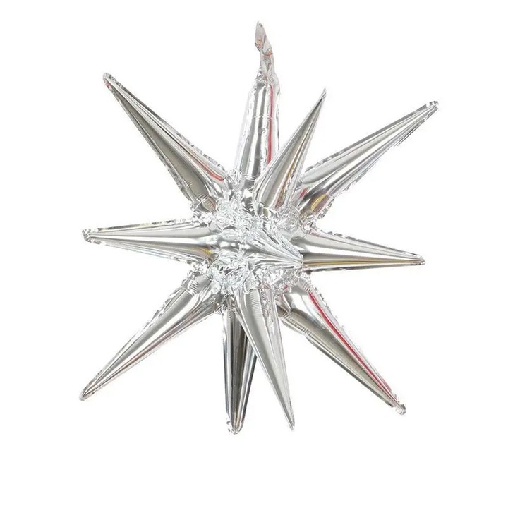 Balon in forma de Stea 3D cu tepi nedetasabili, 52 cm, Argintiu