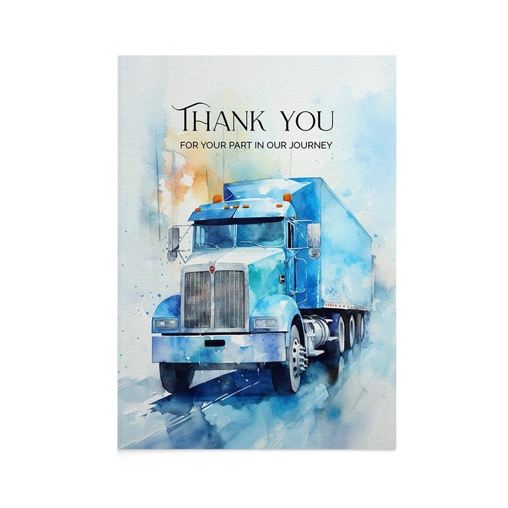 Felicitare multumire transport Thankful Road, Zizula Cards, 105 X 150 mm