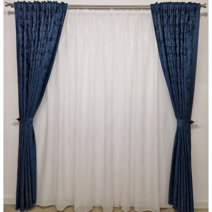 Draperie Nisip Bleu-Marin cu rejansa 2 buc x 100 x 210