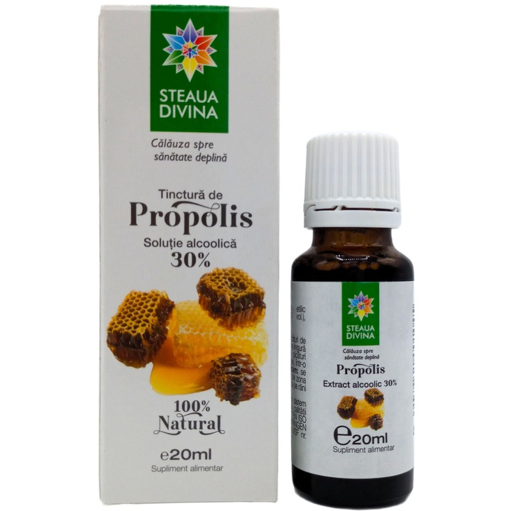 Tinctura de Propolis 30% concentratie, solutie 100% naturala, cu picurator, 20ml, Santo Raphael