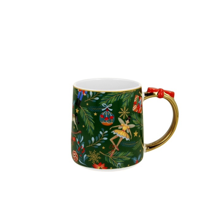 Cana cu funda Spiritul Craciunului, din portelan, 450 ml