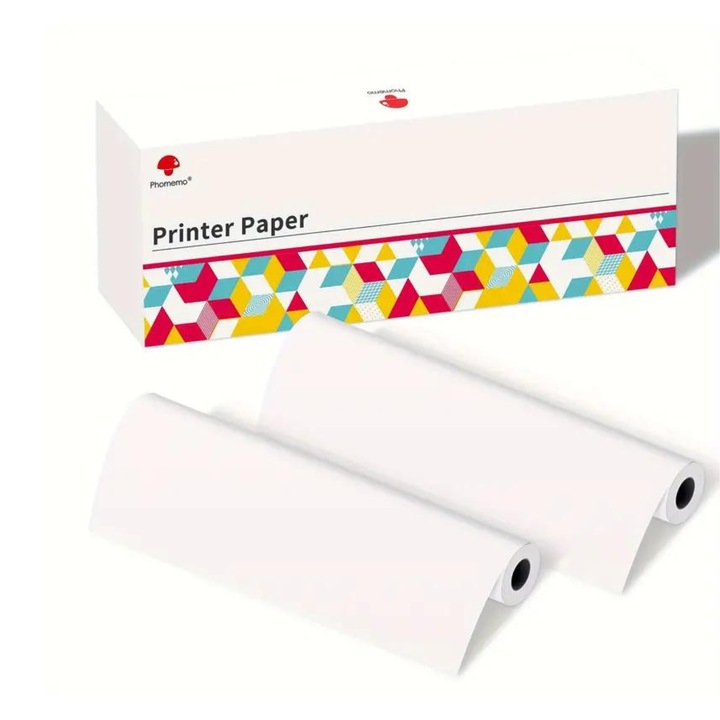 Rola de Hartie Termica A4 Phomemo, ABY PRODUCTS, 2 Role, Hartie Speciala, Compatibila si cu Alte Imprimante Termice, Uscare foarte rapida