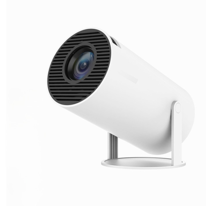 Butoarka Smart LED hordozható videoprojektor, UltraHD, 4K támogatás, Android 11, Wi-Fi6, állítható vetítés, autofókusz, 5000 lumen, HDMI csatlakozás, USB, Android/IOS tükrözés, beépített hangszóró, 180 fokos elforgatás, fehér