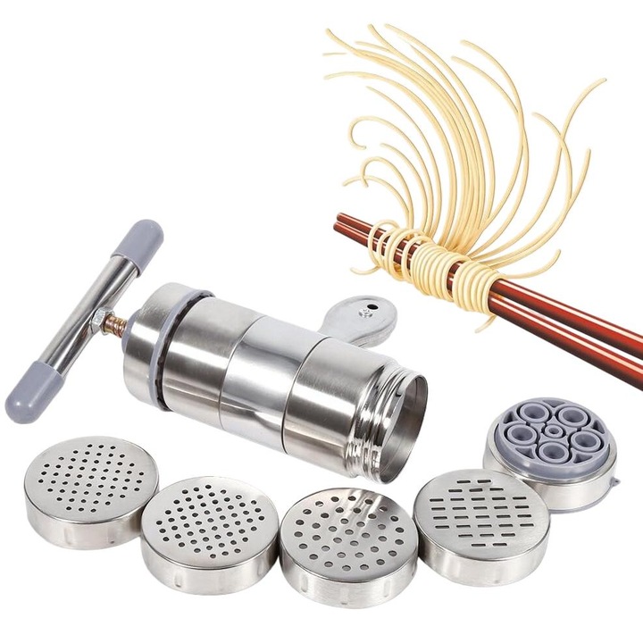 Masina de facut paste, AMRINUGL, Inox, cu 5 Forme, Argintiu