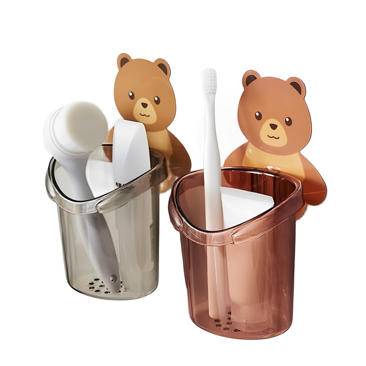 Suporturi baie set 2PC, Uni, ABS, Maro/Gri, 15x10cm