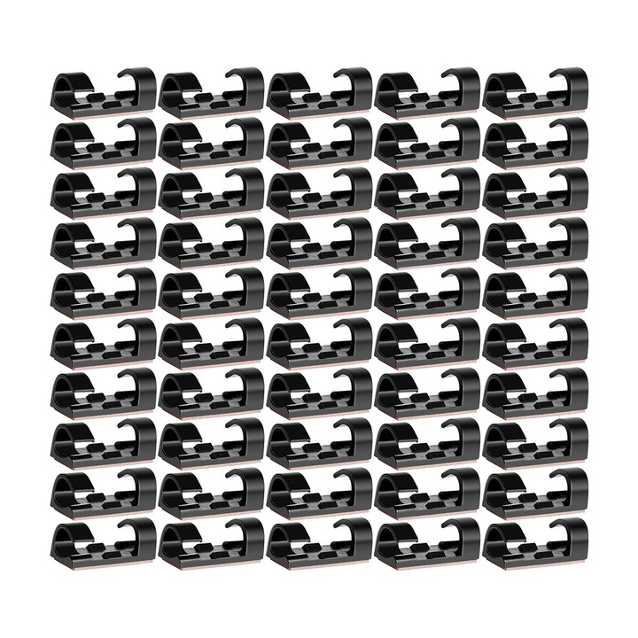 Set 30 clipsuri cablu autoadezive, AMRINUGL, 33x15x12mm, negru, cu suruburi