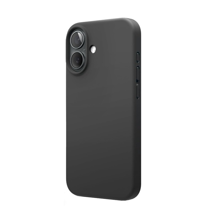 Husa protectie compatibila cu iPhone 16, ultra slim, silicon Negru, interior din microfibra, PlanetPhone