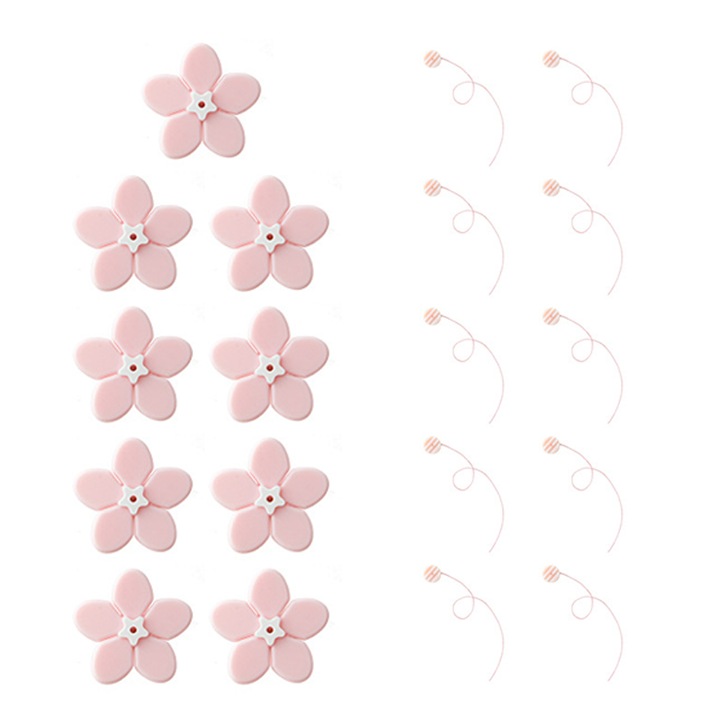 Set de 9 clips pentru patura, 1.5 cm, roz, accesorii din PP + PVC
