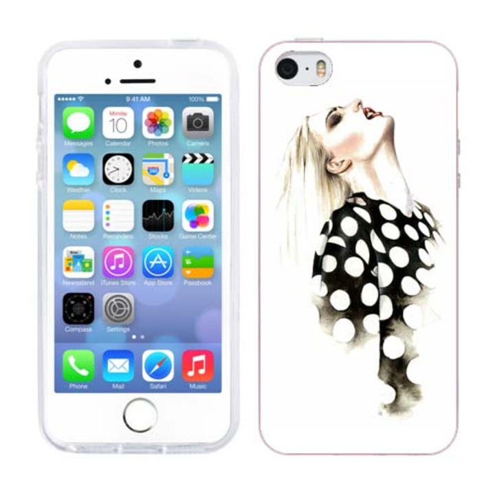 Tok kompatibilis az Apple iPhone 5S készülékkel, kompatibilis az Apple iPhone 5 szilikongél Tpu modellel, női rajzolás V2