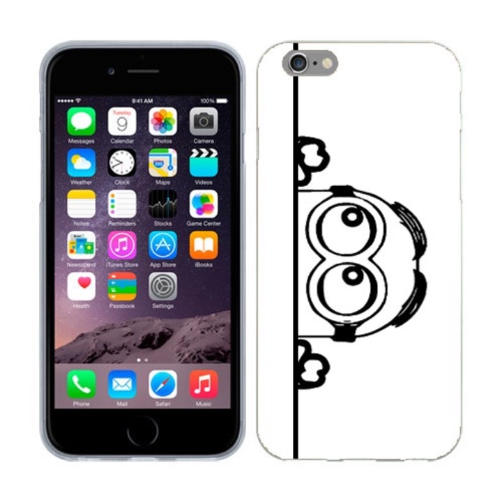 Husa compatibila cu Apple iPhone 6 compatibila cu Apple iPhone 6S Silicon Gel Tpu Model Lay Low Minion B&W