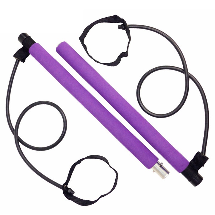 Set bara Pilates, AMRINUGL, violet, 45x90cm, otel/EVA, cordon latex