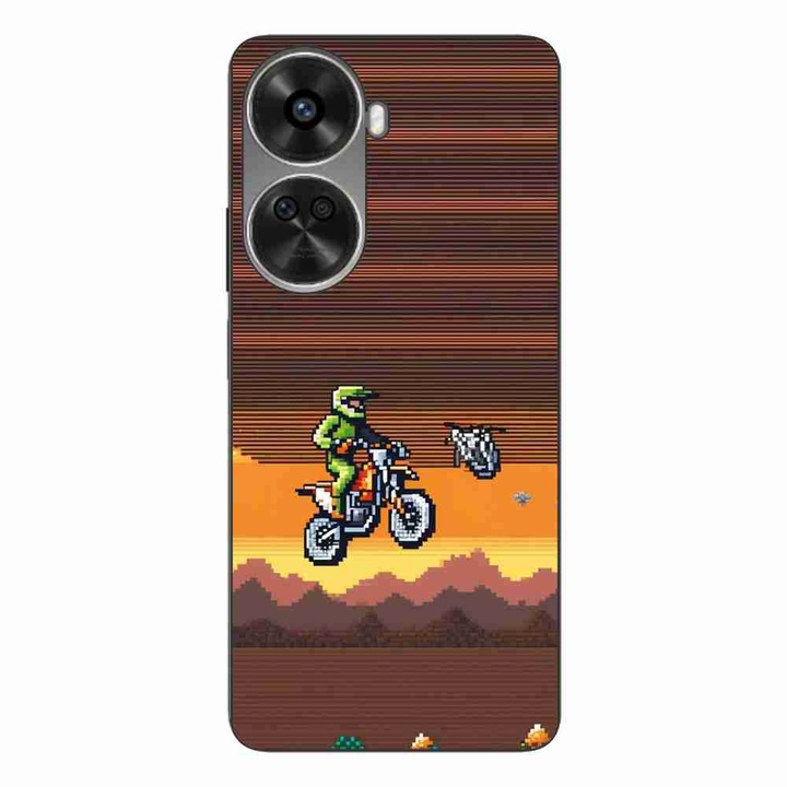 Кейс съвместим с Huawei Nova 12 SE Silicon Gel Tpu Модел Pixel Art Motorcross