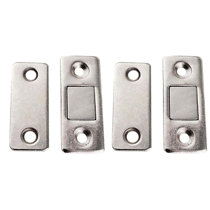 Set 8 inchizatoare magnetice pentru usi, AMRINUGL, design ultra-subtire, culoare argintie, dimensiuni 41x17x2.5mm