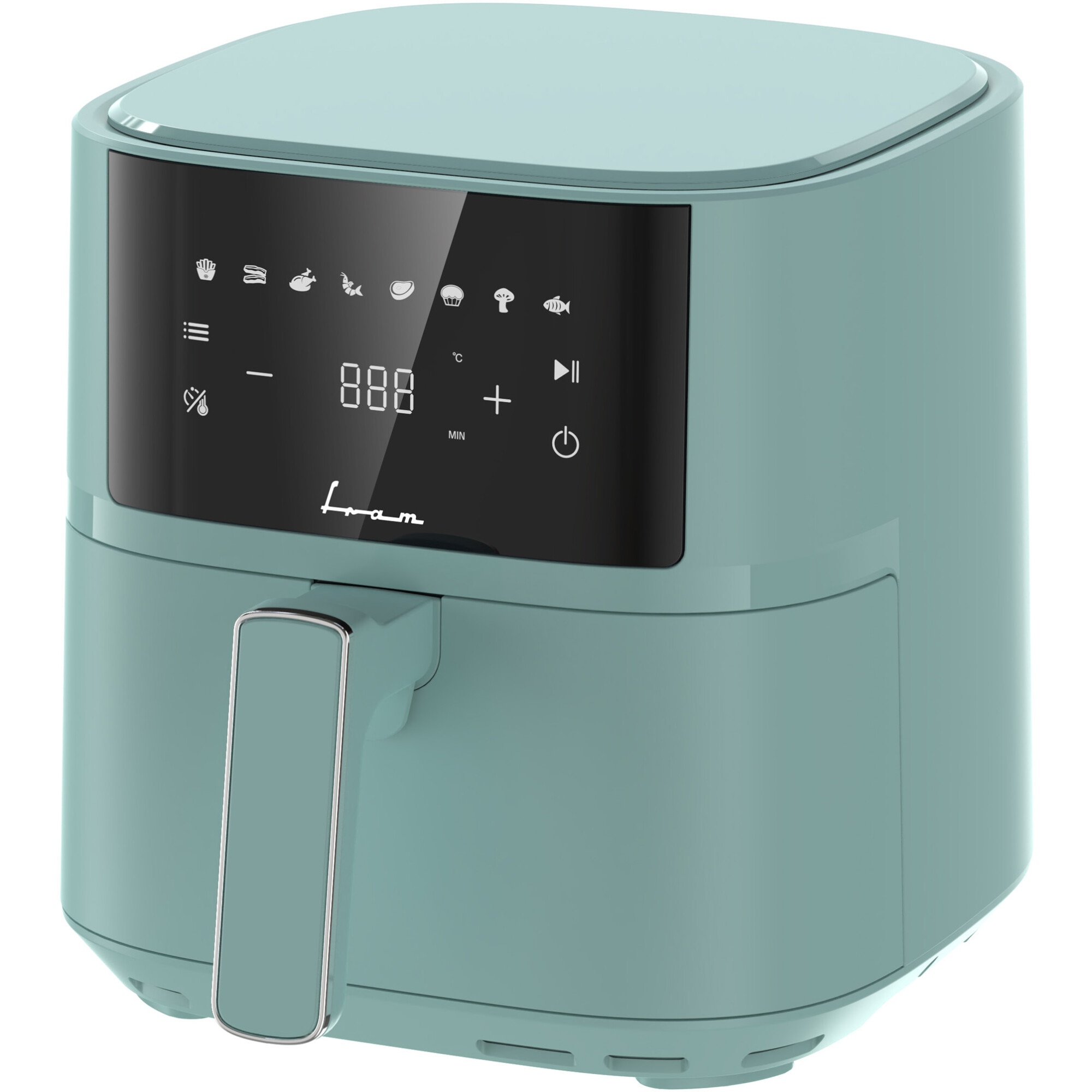 Friteuza cu aer cald Fram FAF-B6GR17SQ, 1700W-2200W, capacitate 5.7L, 8 programe presetate, panou de comanda electronic, timp maxim de preparare: 60 min, Verde