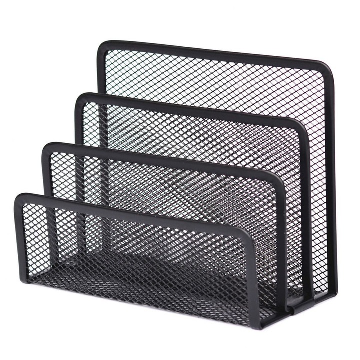 Organizator birou, AMRINUGL, metal, 3 compartimente, negru, 170 x 135 x 78 mm