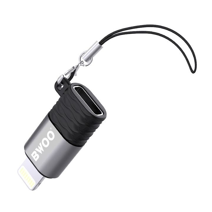 Преходник BWOO lightning към USB Type-C BZ-37, 2.4A, сив