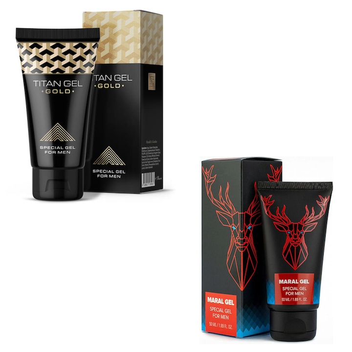 Pachet, Titan Gel Gold + Maral Gel, pentru marirea zonei genitale si erectii puternice, 100ml