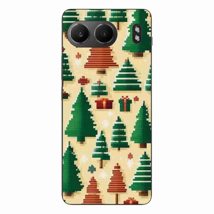 Tok OnePlus Nord 4 kompatibilis, Szilikon Gél TPU, Pixel Art Christmas Tree Pattern Modell