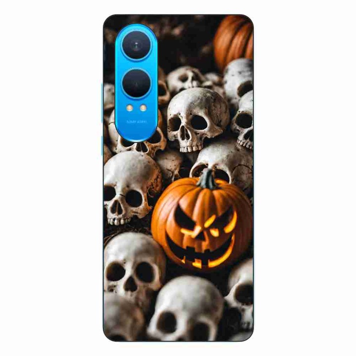 Tok kompatibilis a OnePlus Nord CE4 Lite szilikon gél Tpu modell Halloween mintás koponyákkal és sütőtökkel