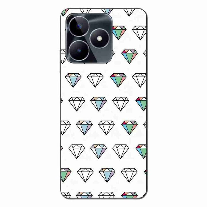 Husa compatibila cu Realme C53 Silicon Gel Tpu Model Diamonds Pattern Transparenta