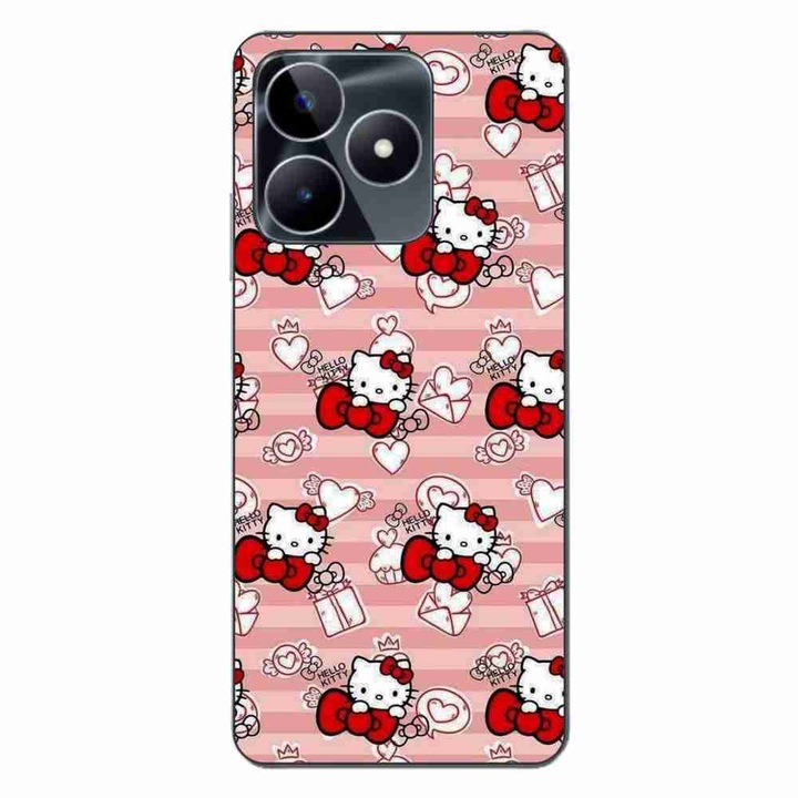 Капак, съвместим с модел Realme C53 Silicon Gel Tpu Hello Kitty Pink Pattern