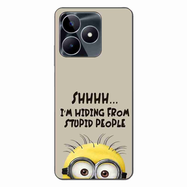 Калъф, съвместим с Realme C53 Silicone Gel Tpu Model Message Minion Shhhh