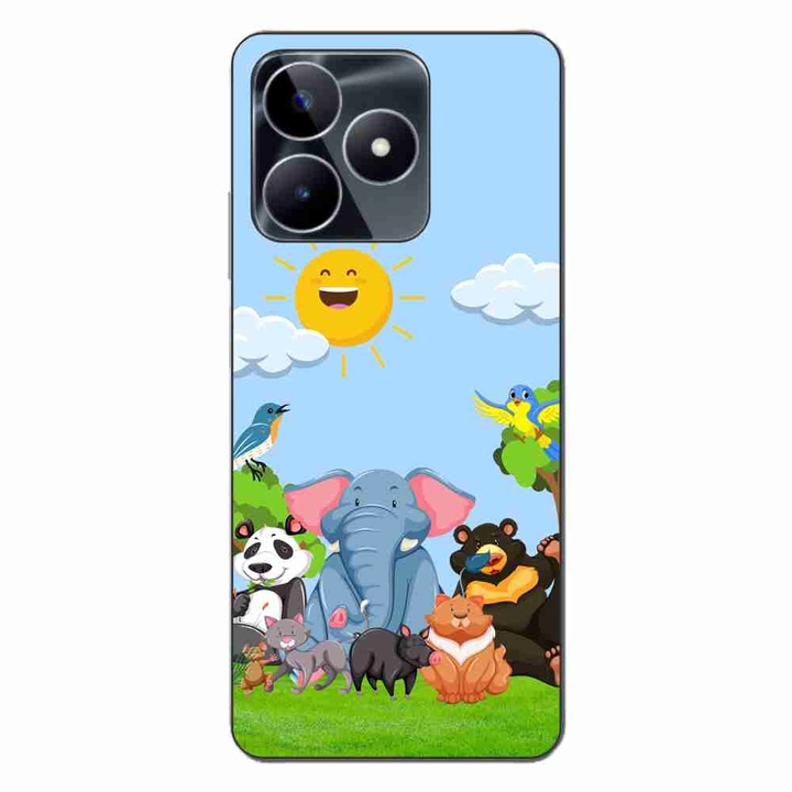 Покритие, съвместимо с модел Realme C53 Silicone Gel Tpu Jungle Friends