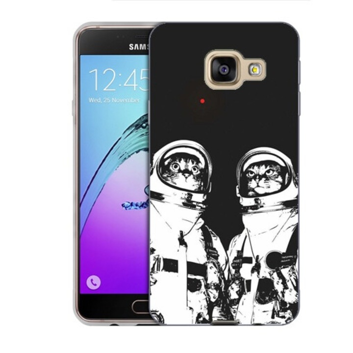 Husa compatibila cu Samsung Galaxy A3 2016 A310 Silicon Gel Tpu Model Astronaut Cats