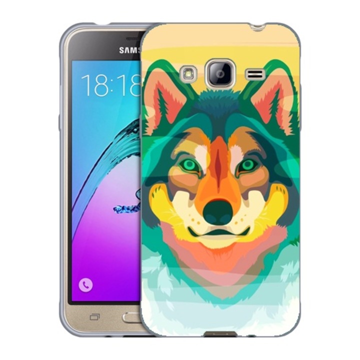 Husa compatibila cu Samsung Galaxy J7 J700 Silicon Gel Tpu Model Desen Lup