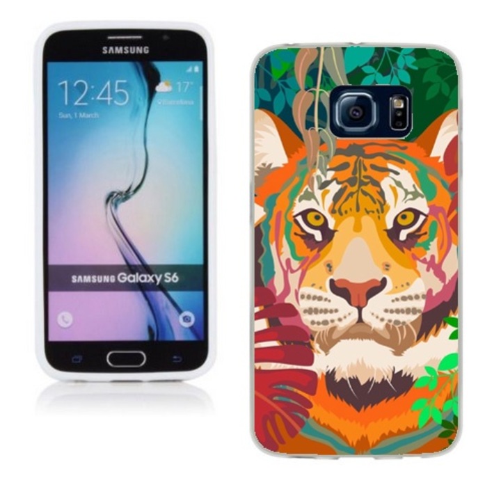 Husa compatibila cu Samsung Galaxy S6 G920 Silicon Gel Tpu Model Desen Tigru