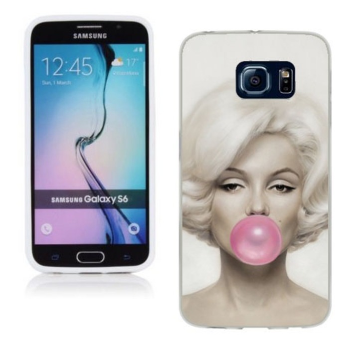 Husa compatibila cu Samsung Galaxy S6 G920 Silicon Gel Tpu Model Marilyn Monroe Bubble Gum
