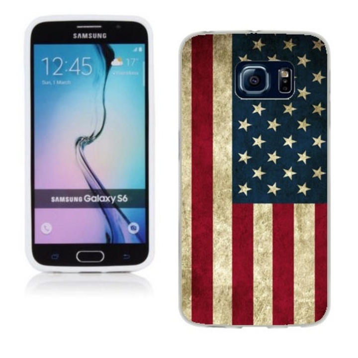 Husa compatibila cu Samsung Galaxy S6 G920 Silicon Gel Tpu Model USA Flag